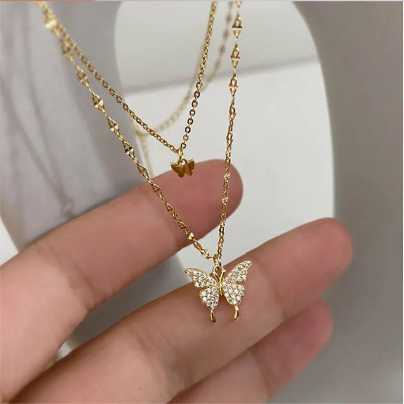 Shiny Butterfly Necklace For Women