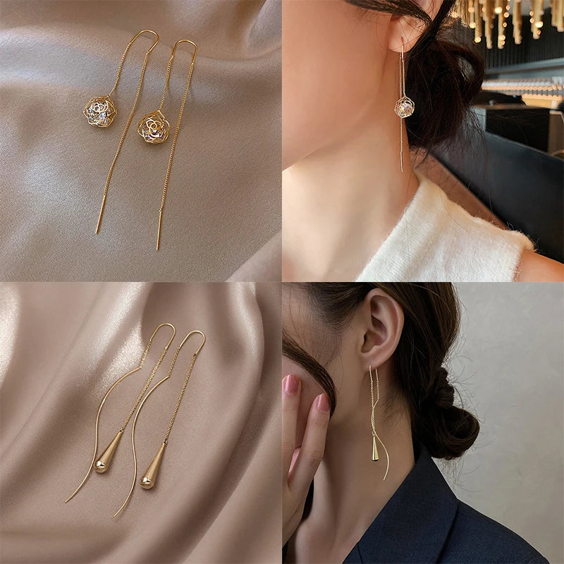 Long Wire Earrings For Women