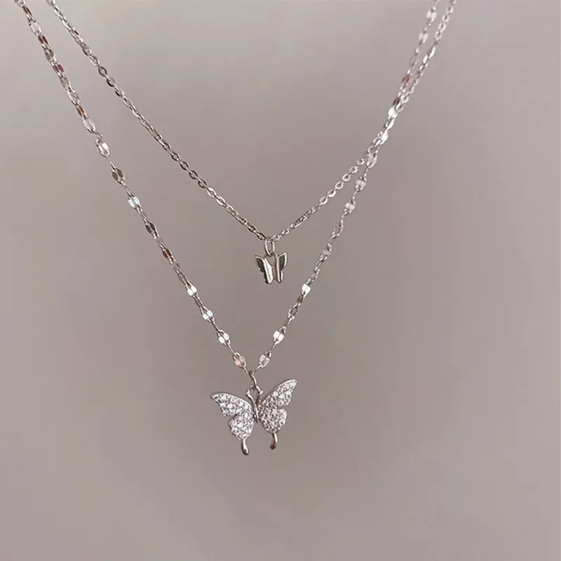 Shiny Butterfly Necklace For Women